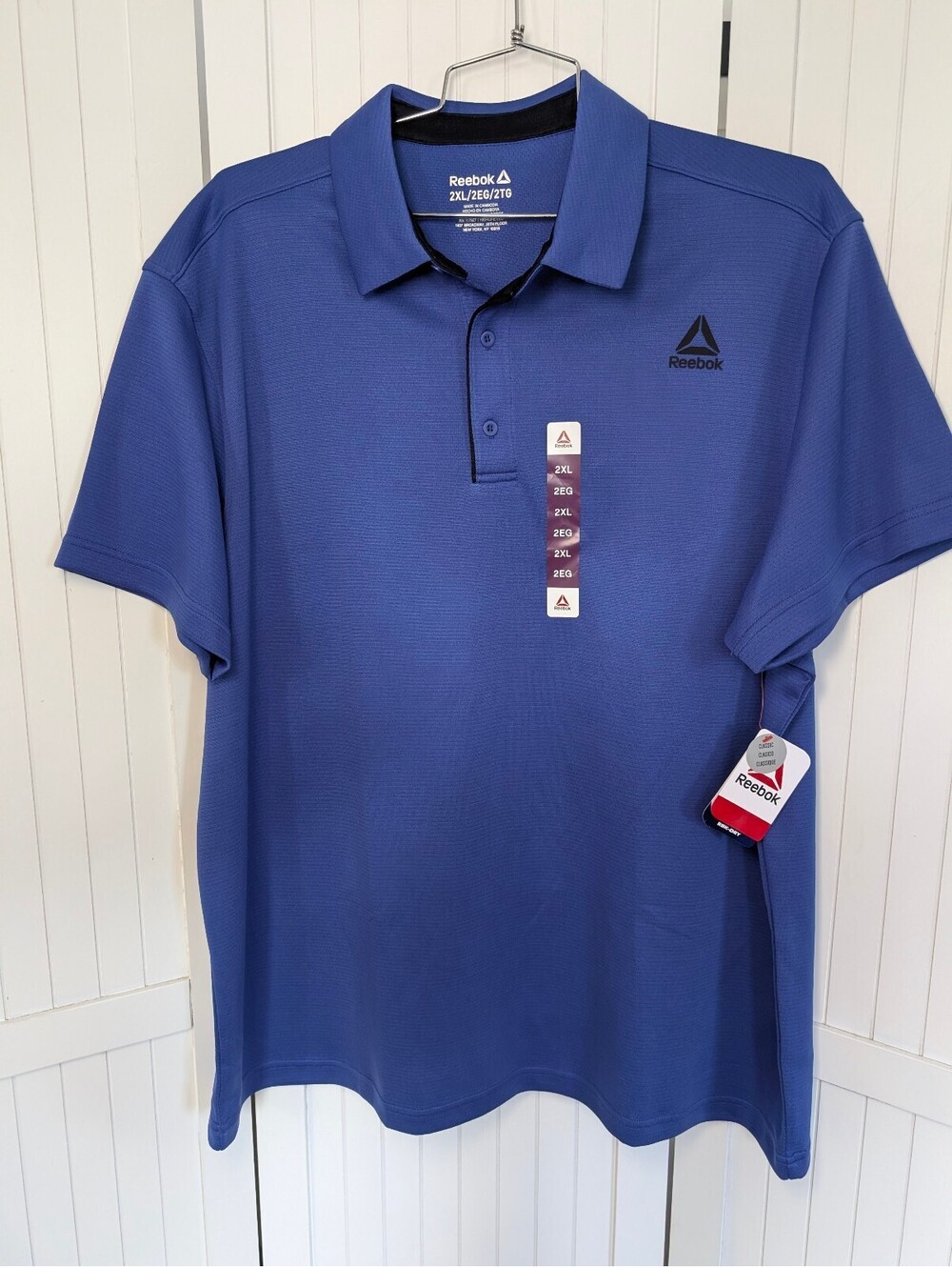 Reebok Mens 2XL Performance Polo Cosmic Blue RBK Dry Golf Shirt NWT